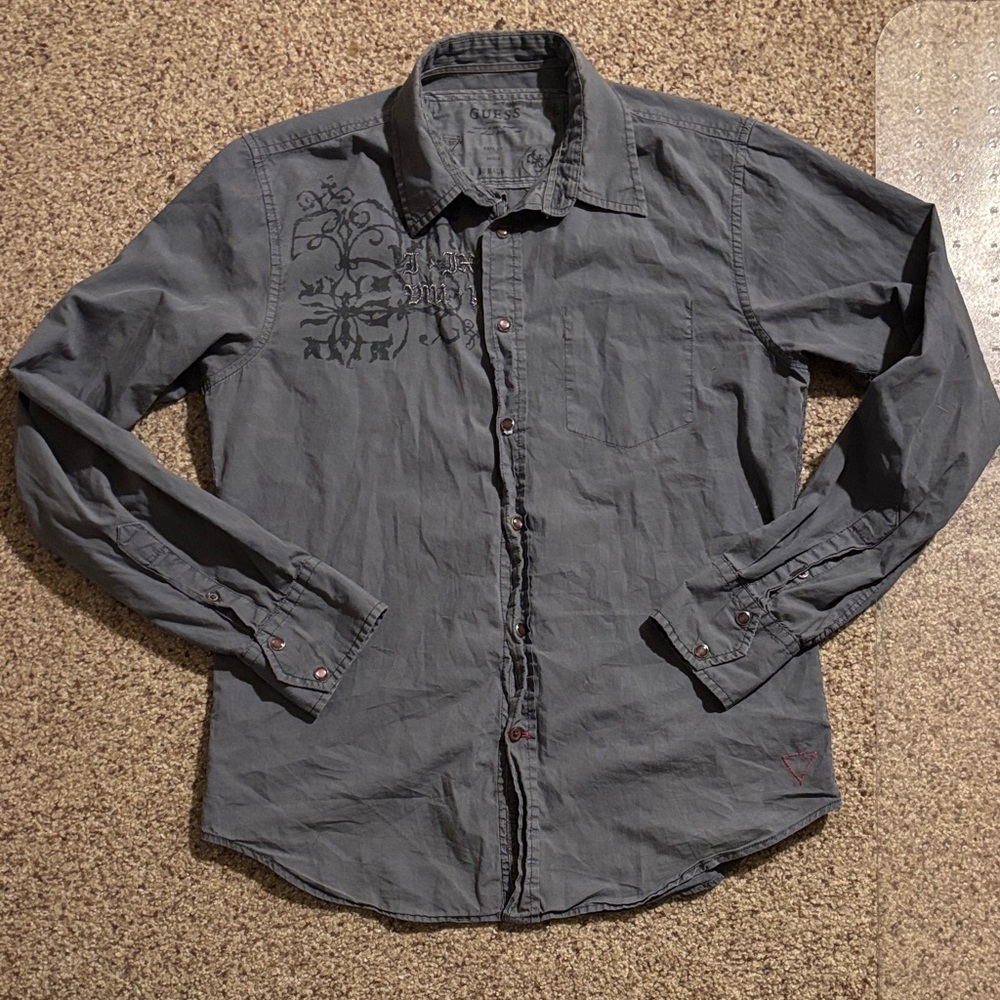 Guess Gray Collared Shirt